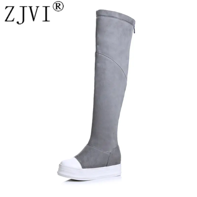 ZJVI Ladies Nubuck Autumn Winter Shoes Woman Over The Knee Boot Women Black Gray Platform Shoes Thigh High Snow Boots Flats
ZJVI Ladies Nubuck Autumn Winter Shoes Woman Over The Knee Boot Women Black Gray Platform Shoes Thigh High Snow Boots Flats