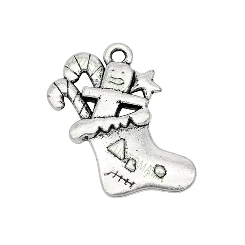 60pcs- Antique Tibetan Silver 2 Sided Christmas Stocking Charms Pendant, Jewelry Making 27x18mm
60pcs- Antique Tibetan Silver 2 Sided Christmas Stocking Charms Pendant, Jewelry Making 27x18mm