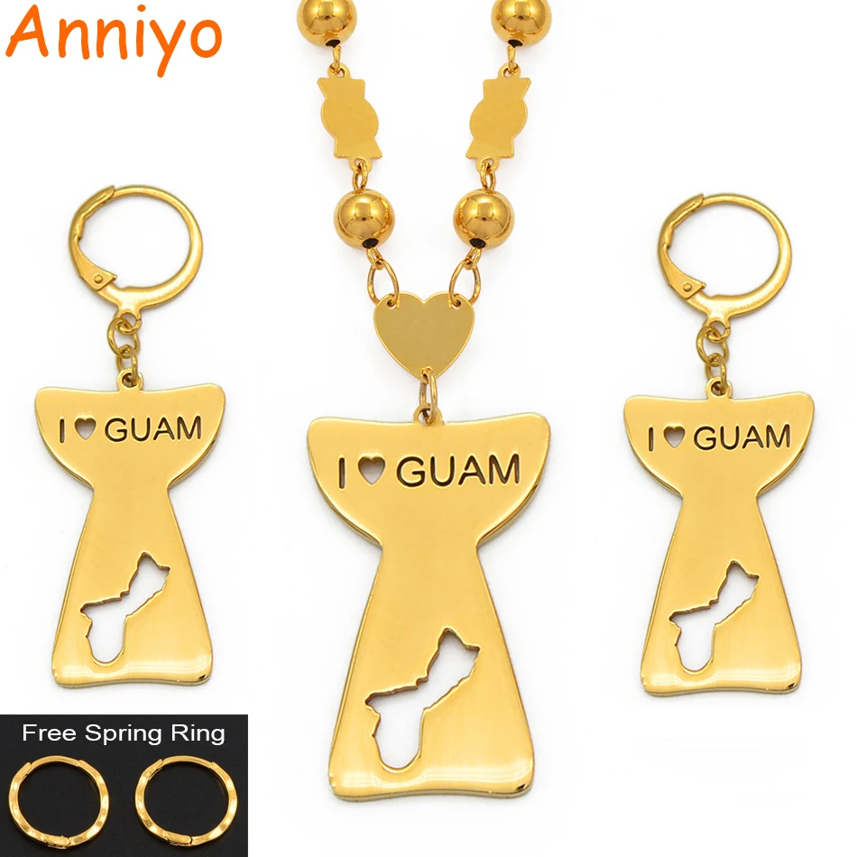 Anniyo I Love Guam & Map Pendant Ball Beads Chain Necklace Earrings for Women Girls Gold Color Guam Jewelry Ethnic Sets #100021
Anniyo I Love Guam & Map Pendant Ball Beads Chain Necklace Earrings for Women Girls Gold Color Guam Jewelry Ethnic Sets #100021