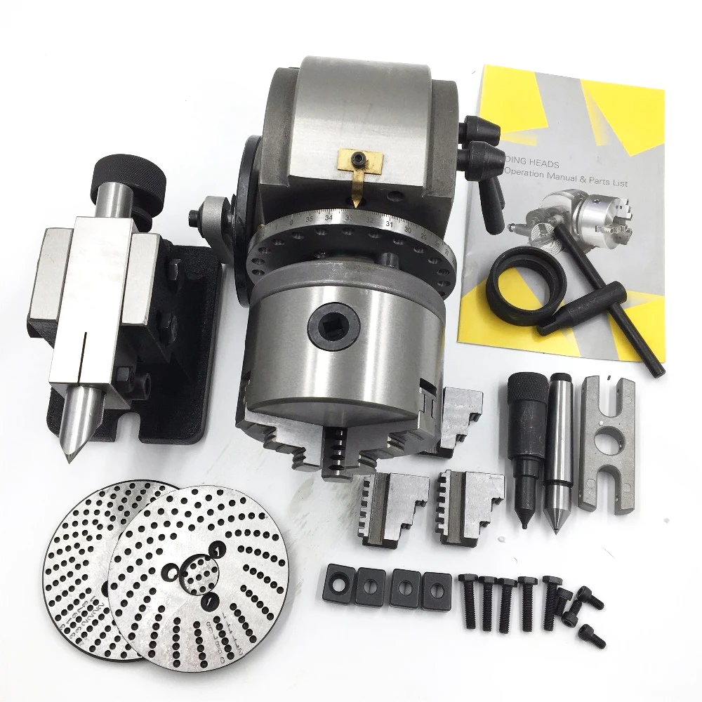 BS-0 Precision Dividing Head +Tailstock 100mm 3-Jaw Lathe Chuck & Dividing Plates CNC Milling Universal Dividing Head Tail Stock
BS-0 Precision Dividing Head +Tailstock 100mm 3-Jaw Lathe Chuck & Dividing Plates CNC Milling Universal Dividing Head Tail Stock