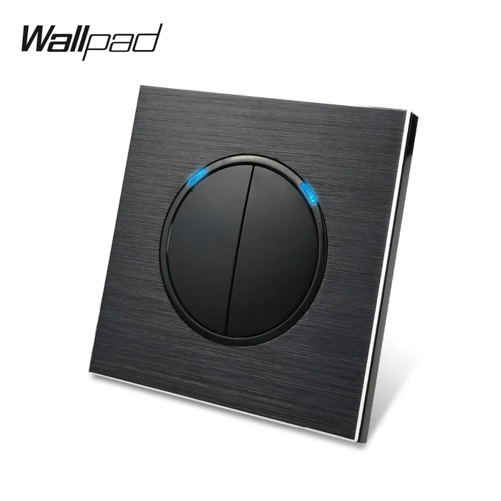 Wallpad L6 2 Gang 1 Way Satin Black Metal Wall Light Switch Aluminum Plate Random Click Push Button With Blue LED Indicator
Wallpad L6 2 Gang 1 Way Satin Black Metal Wall Light Switch Aluminum Plate Random Click Push Button With Blue LED Indicator