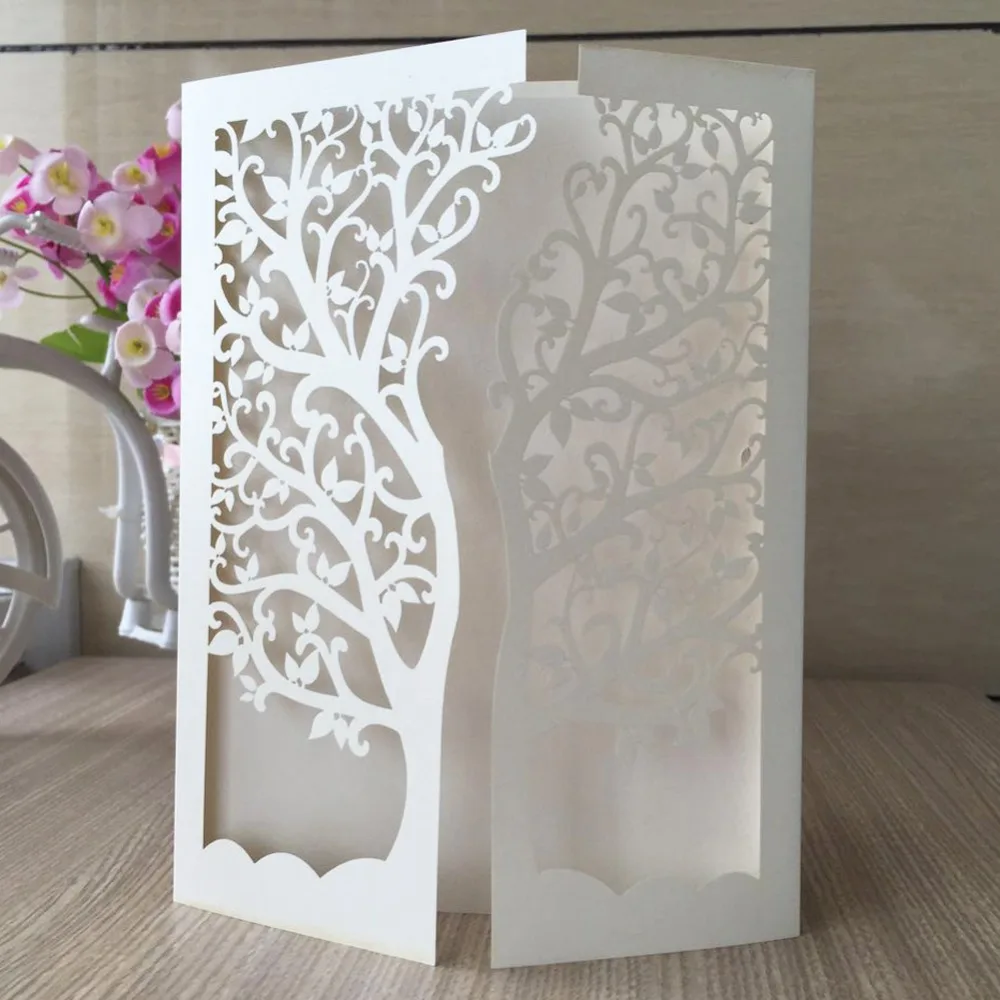 30pcs/Lot Laser Cut Tree Inviting Card Paper Party Event Supplies Decoration Luxury Romantic Wedding Invitation With 21 colors
30pcs/Lot Laser Cut Tree Inviting Card Paper Party Event Supplies Decoration Luxury Romantic Wedding Invitation With 21 colors