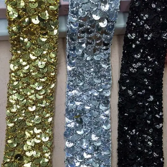 45Yards Sequins Lace Ribbons Gold Silver Elastic Lace Trims Stretch Fabric Dance Dress Paillette Applique DIY Sewing Accessories
45Yards Sequins Lace Ribbons Gold Silver Elastic Lace Trims Stretch Fabric Dance Dress Paillette Applique DIY Sewing Accessories