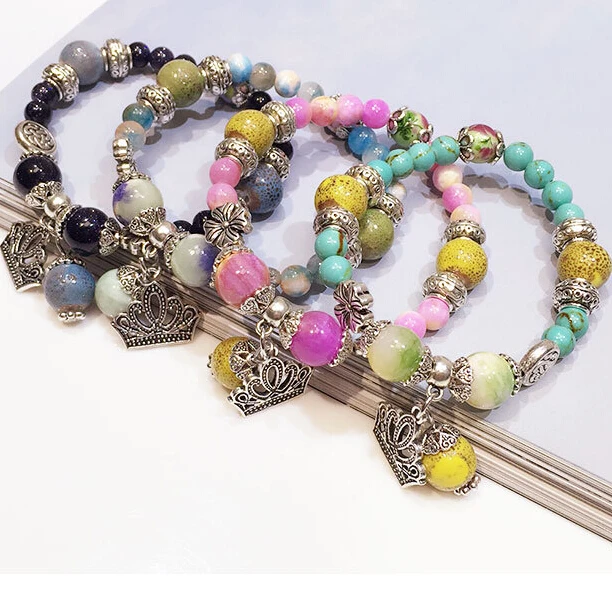 Colorful sand stone beads bracelets for women beads bracelet jewelry with crown pendant vintage jewelry
Colorful sand stone beads bracelets for women beads bracelet jewelry with crown pendant vintage jewelry