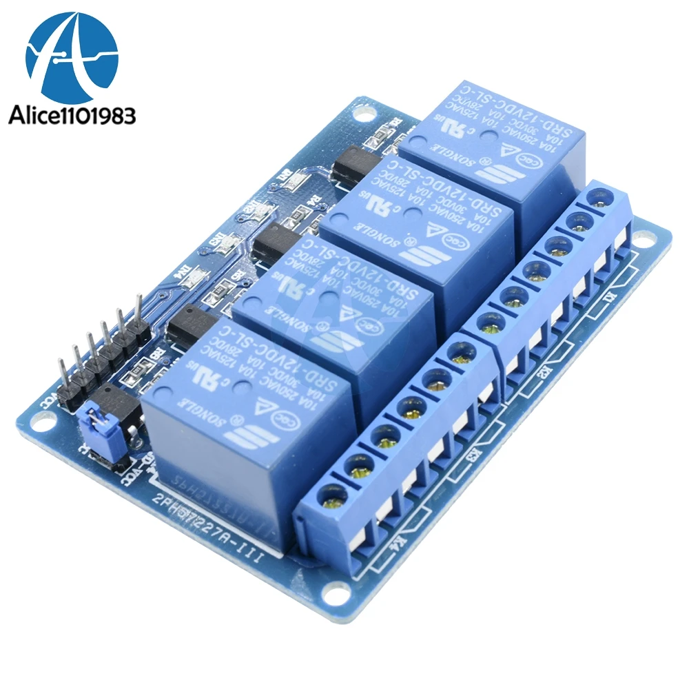 Фото Четырехканальное реле постоянного тока 12 В для Arduino ARM AVR DSP PIC MSP AC 250 в 10A постоянный