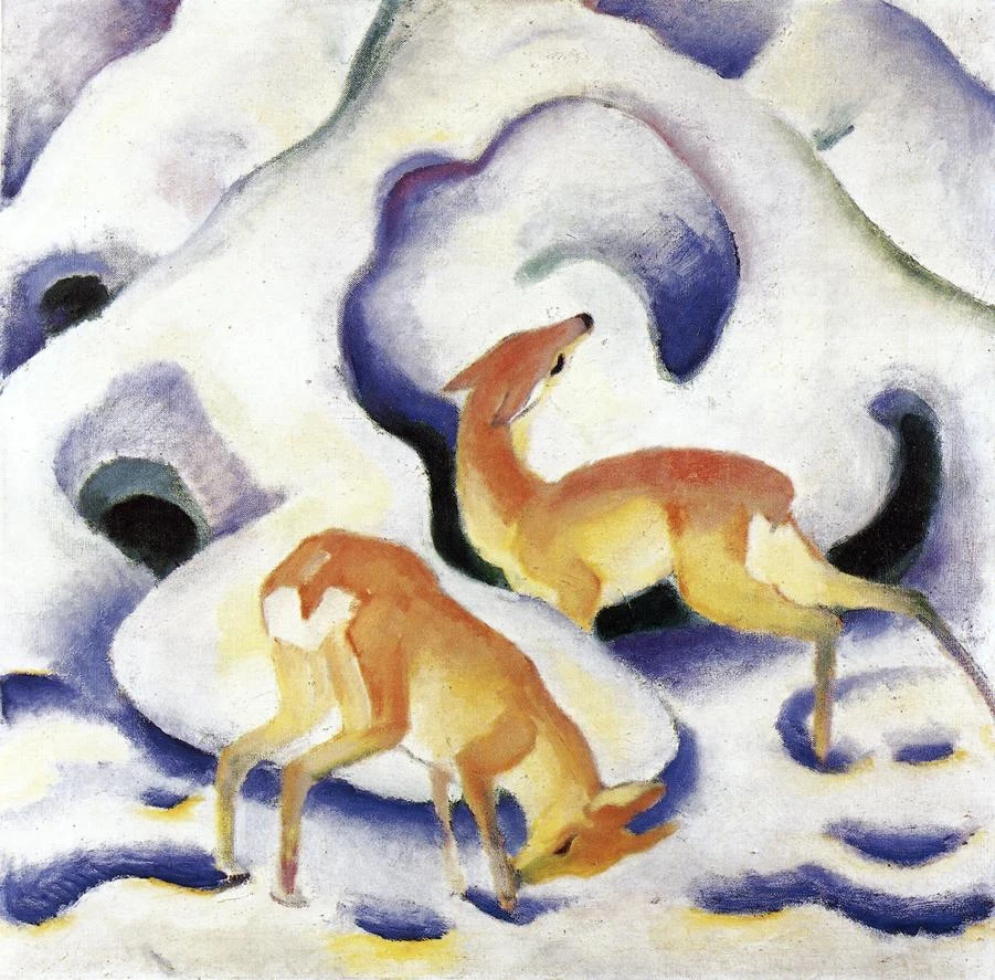 

High quality Oil painting Canvas Reproductions Deer in the Snow 1911 By Franz Marc hand painted