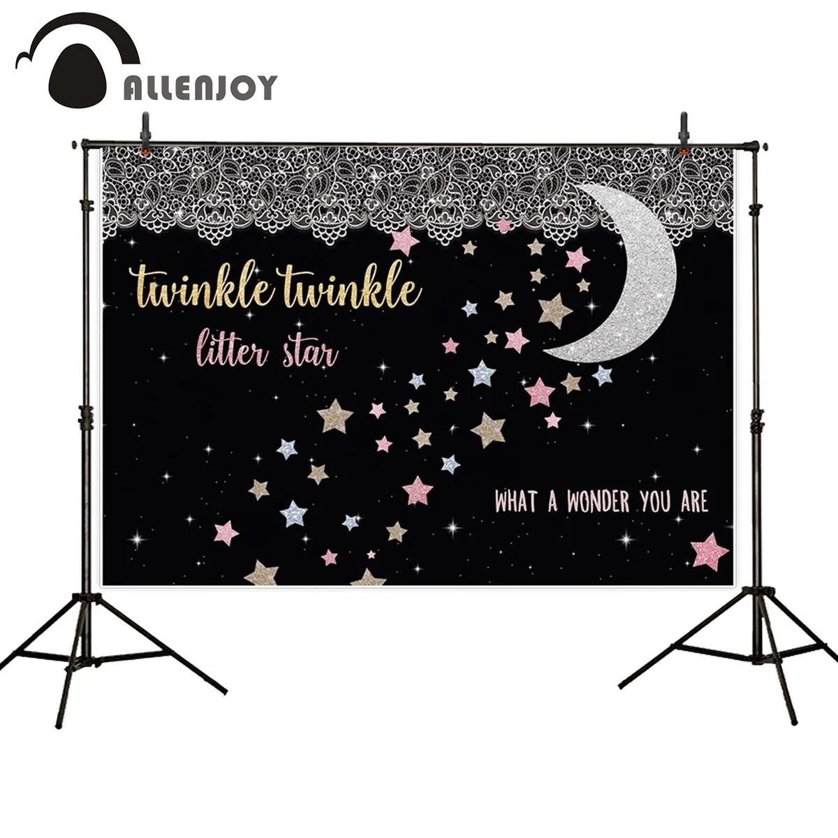 Allenjoy photography backdrop twinkle little star silver moon lace background photobooth photocall photo studio decor
Allenjoy photography backdrop twinkle little star silver moon lace background photobooth photocall photo studio decor