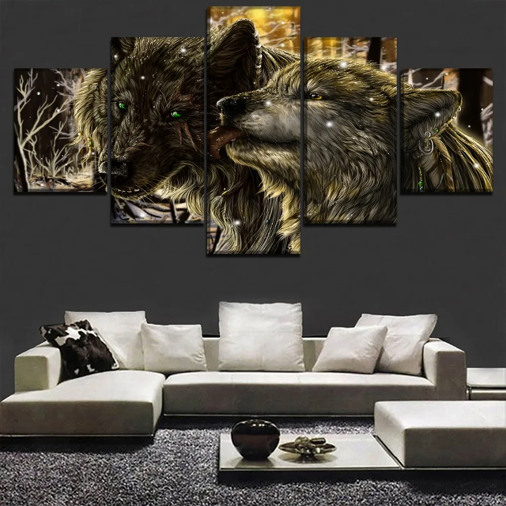 Canvas painting home decoration frame living room 5 pieces animal wolf module picture HD printing poster
Canvas painting home decoration frame living room 5 pieces animal wolf module picture HD printing poster