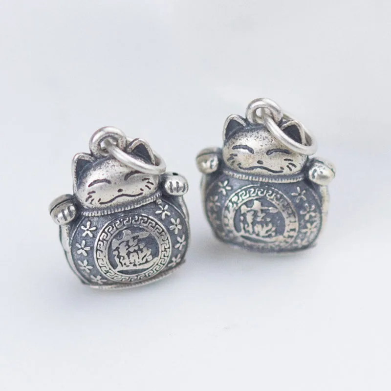 925 Sterling Silver Vintage Matte Fortune Cat Charms High Quality Fancy Ornament Pendants Findings DIY Jewelry Making Necklace
925 Sterling Silver Vintage Matte Fortune Cat Charms High Quality Fancy Ornament Pendants Findings DIY Jewelry Making Necklace