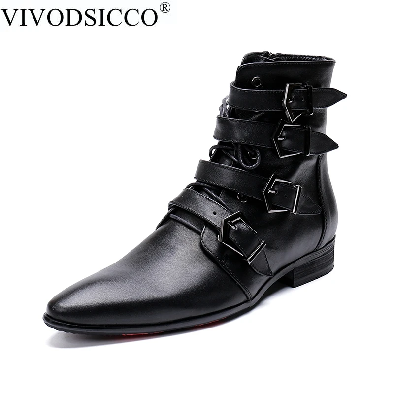 VIVODSICCO New Fashion Boots Men Handmade Buckle Motorcycle Boots Genuine Leather Ankle Men's Boots Male Brand Safty Footwear
VIVODSICCO New Fashion Boots Men Handmade Buckle Motorcycle Boots Genuine Leather Ankle Men's Boots Male Brand Safty Footwear
