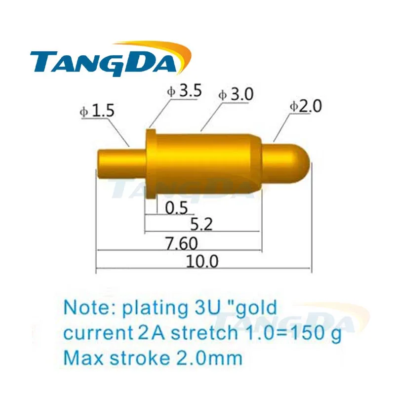 Tangda pogo pin connector DHL D 3.5*10 Hmm spring test pin high current probe 2A plating 3u" gold pogopin
Tangda pogo pin connector DHL D 3.5*10 Hmm spring test pin high current probe 2A plating 3u" gold pogopin
