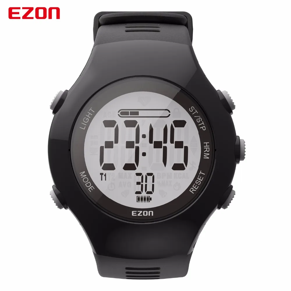 

Спортивные цифровые часы EZON T043 для мужчин и женщин, оптический датчик, пульсометр, хронограф, шагомер, счетчик калорий, для бега на открытом ...
