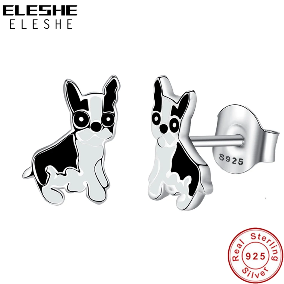 ELESHE Authentic 925 Sterling Silver with Black Enamel Animal Dog Stud Earrings For Women Party Dating Fine Jewelry
ELESHE Authentic 925 Sterling Silver with Black Enamel Animal Dog Stud Earrings For Women Party Dating Fine Jewelry