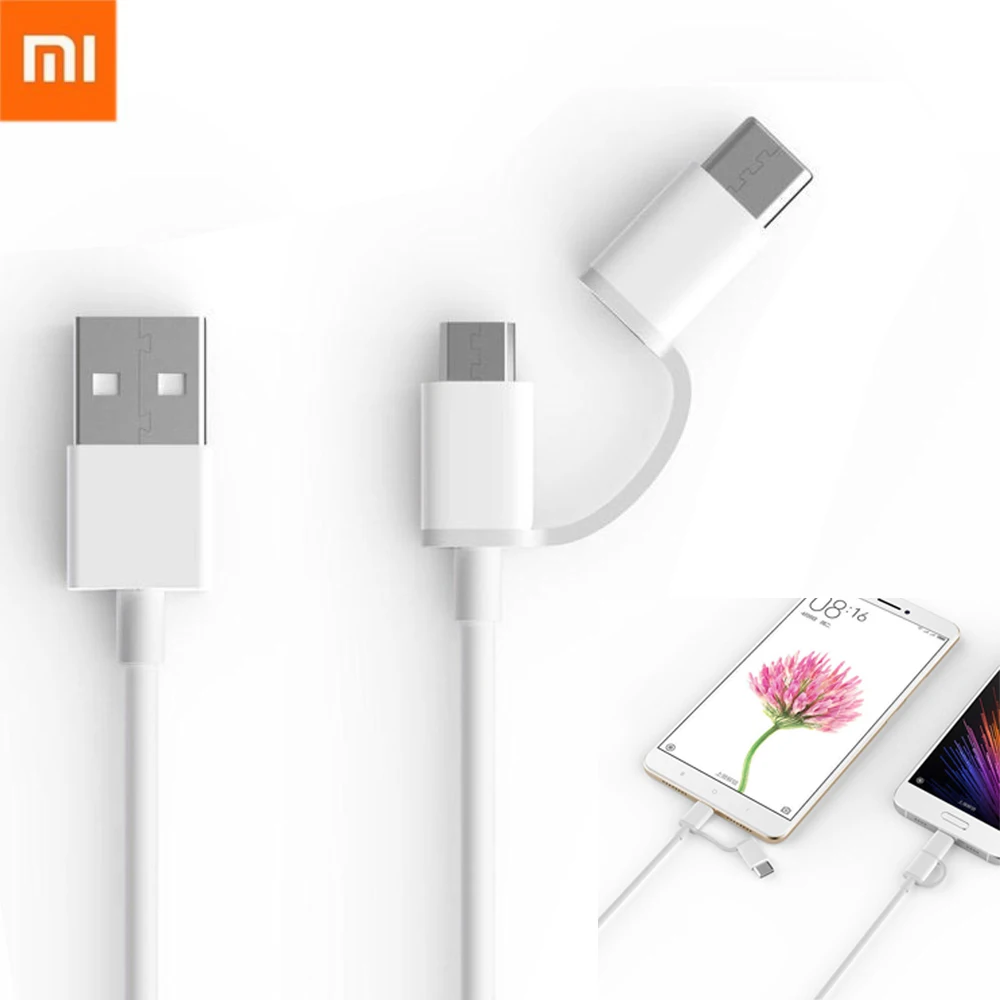 Оригинальный Xiaomi 2 в 1 USB C Type Micro + 2A кабель для быстрой зарядки Samsung Galaxy S9 S8 Note 8