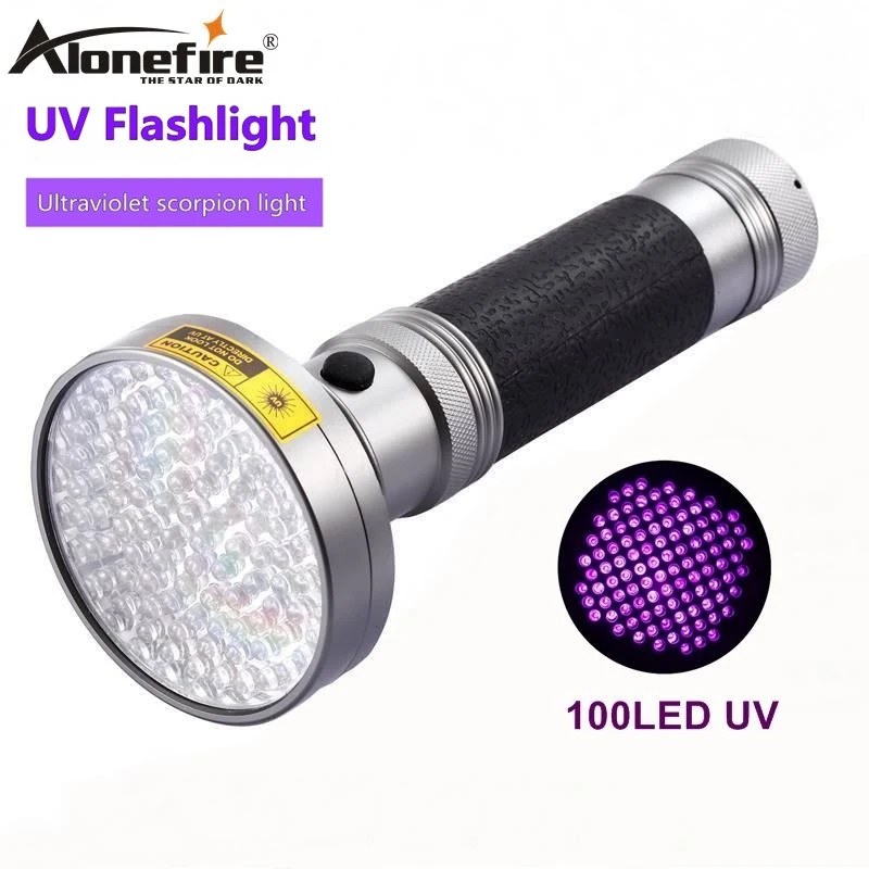 AloneFire 18W 100Led High power UV Flashlight torch 395nm ultraviolet scorpions pet urine Leakage Detection led light AA Battery
AloneFire 18W 100Led High power UV Flashlight torch 395nm ultraviolet scorpions pet urine Leakage Detection led light AA Battery