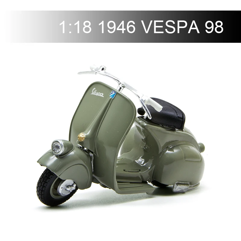 Модели мотоциклов Maisto VESPA Piaggio 1946 98 1:18, модель велосипеда под давлением, детская игрушка для подарочной коллекции
Модели мотоциклов Maisto VESPA Piaggio 1946 98 1:18, модель велосипеда под давлением, детская игрушка для подарочной коллекции