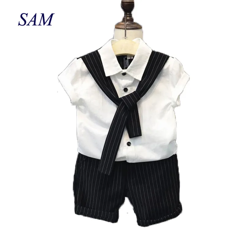 Baby Boys Fashion Gentleman Clothing Sets Children's Summer Tie Color Short Sleeve Top+Striped Shorts 2 pcs Suit Kids Clothes
Baby Boys Fashion Gentleman Clothing Sets Children's Summer Tie Color Short Sleeve Top+Striped Shorts 2 pcs Suit Kids Clothes