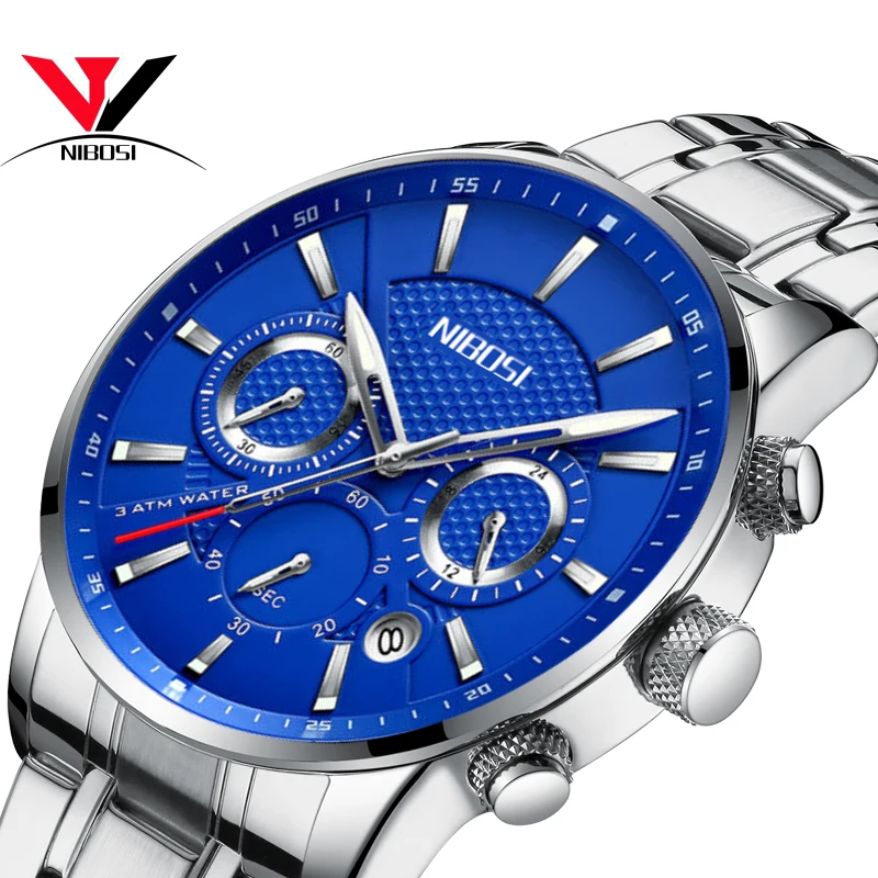 NIBOSI Men's Watch Classic Luxury Fashion Quartz Chronograph All Steel Waterproof Clock Relogio Masculino | Наручные часы