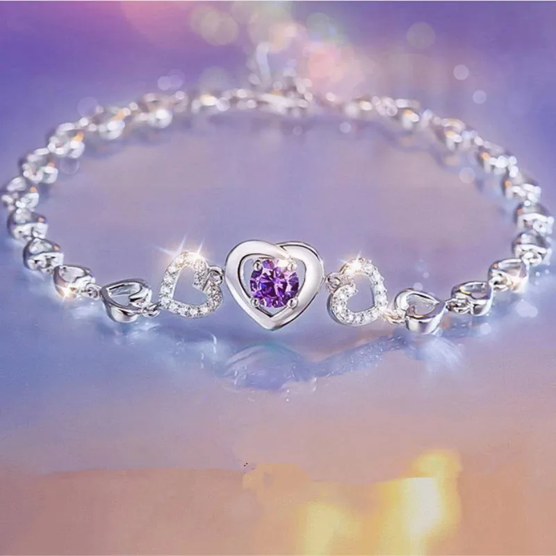 Everoyal Vintage Crystal Heart Bracelet For Women Jewelry Exquisite Purple Stone Bracelet Silver 925 Girl Engagement Accessories
Everoyal Vintage Crystal Heart Bracelet For Women Jewelry Exquisite Purple Stone Bracelet Silver 925 Girl Engagement Accessories