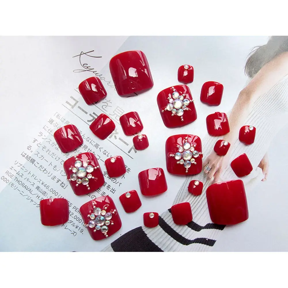Women Foot False Nail Tips Shining Rhinestone Fake Toes Nails With Glue Toe Art Tool For Foot Care 24 Pcs/Set False Nails
Women Foot False Nail Tips Shining Rhinestone Fake Toes Nails With Glue Toe Art Tool For Foot Care 24 Pcs/Set False Nails