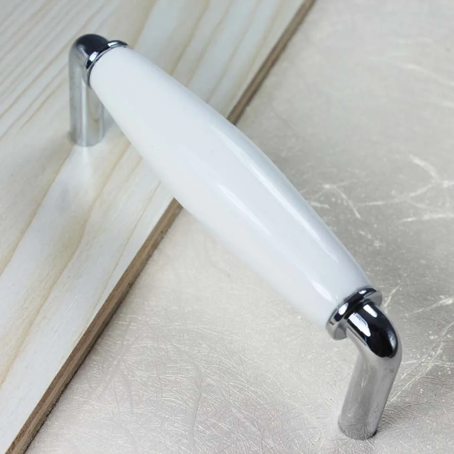 

96mm White Silver Dresser Pulls Drawer Handles Ceramic Kitchen Cabinet Door Knobs Handle Porcelain modern fashion Furniture pull