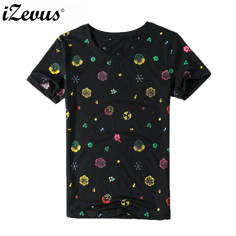 IZEVUS 2018 Women's Tee summer Womens T Shirt Printing Beading Round neck fashion
IZEVUS 2018 Women's Tee summer Womens T Shirt Printing Beading Round neck fashion