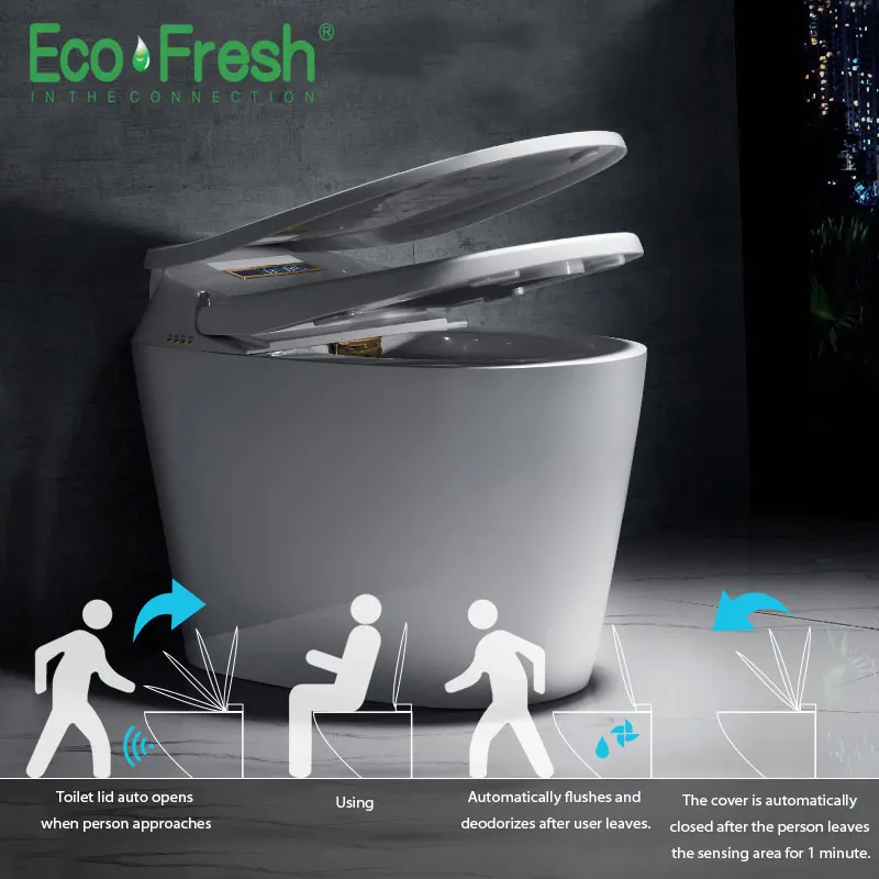 Умный автоматический для туалета Ecofresh с крышкой и откидной сиденья|Туалеты| |