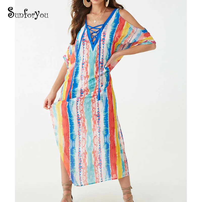 Maxi Beach Dress Print Bandage Tassel Deep V neck Sexy Boho Dress Robe Plage 2021 Kaftan Beachwear Vestidos de Mujer Women Dress
Maxi Beach Dress Print Bandage Tassel Deep V neck Sexy Boho Dress Robe Plage 2021 Kaftan Beachwear Vestidos de Mujer Women Dress