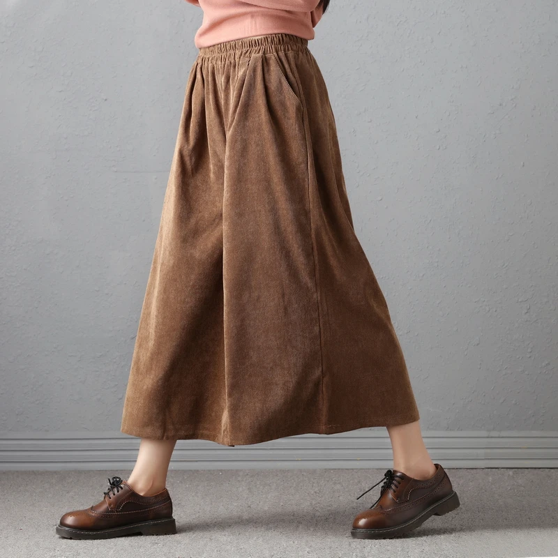 Женские винтажные брюки осенние женские свободные хлопковые вельветовые с
