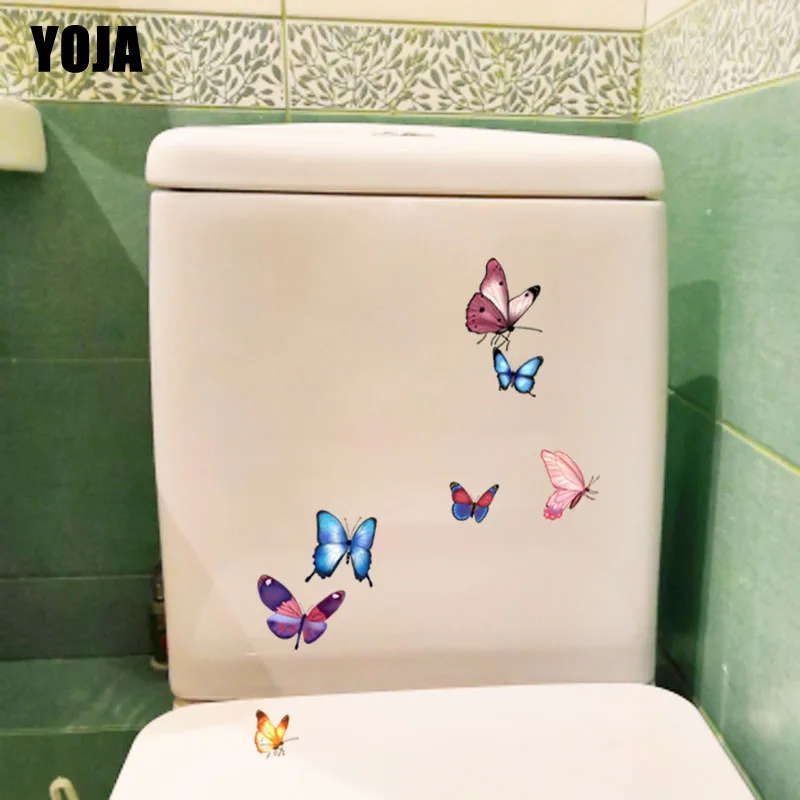 YOJA 24.4X22.9CM Butterfly Design Toilet Decal Art Wall Stickers Room Home Kits Pretty T3-1264 | Дом и сад