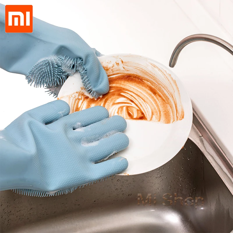 Силиконовые перчатки Xiaomi JJ Magic для чистки изоляционные нескользящие мытья посуды