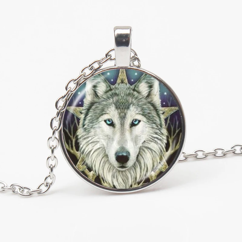 Popular witchcraft wolf necklace glass convex round five-pointed star magic religious animal jewelry gift
Popular witchcraft wolf necklace glass convex round five-pointed star magic religious animal jewelry gift