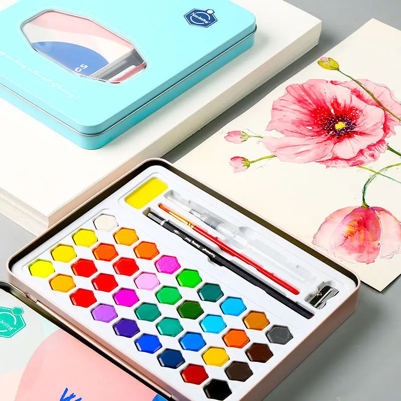 36 Colors Watercolor Pigment Portable Watercolor Painting Set Iron Box Student Hand-painted Painting Big Gifts Art Supplies
36 Colors Watercolor Pigment Portable Watercolor Painting Set Iron Box Student Hand-painted Painting Big Gifts Art Supplies