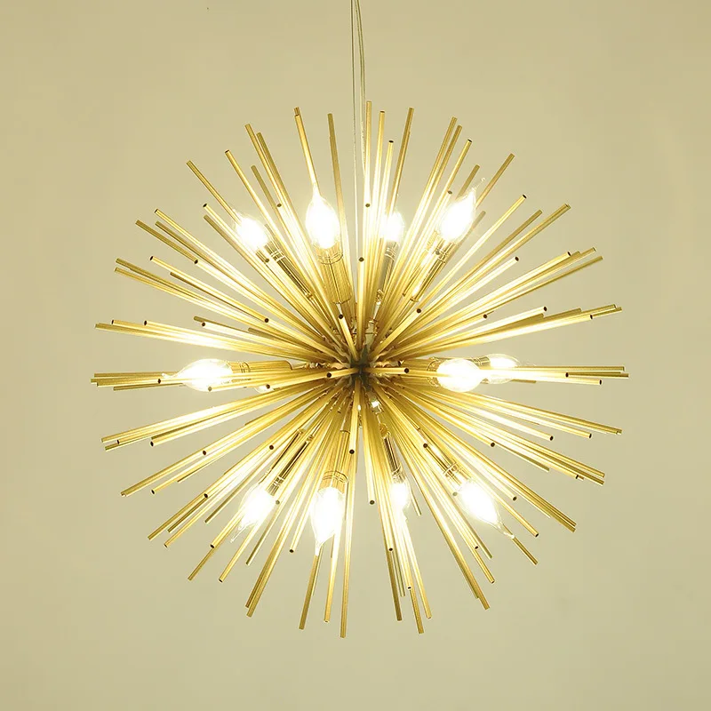 Modern Gold Plated Aluminium tube Spark Ball Fireworks Dandelion Shape LED E14 Chandelier for Cafe Bar Dining Room
Modern Gold Plated Aluminium tube Spark Ball Fireworks Dandelion Shape LED E14 Chandelier for Cafe Bar Dining Room