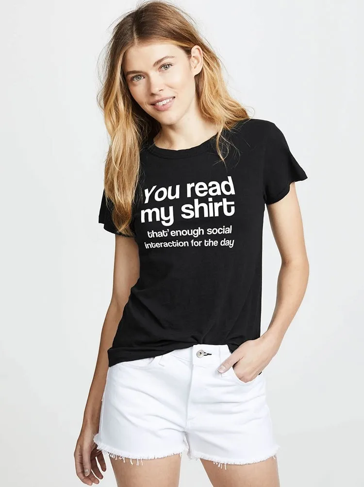 Women Round Neck You read my shirt Letter Print Short Sleeve Cotton Loose Fit T-shirt party style street fashion aesthetic tee
Women Round Neck You read my shirt Letter Print Short Sleeve Cotton Loose Fit T-shirt party style street fashion aesthetic tee