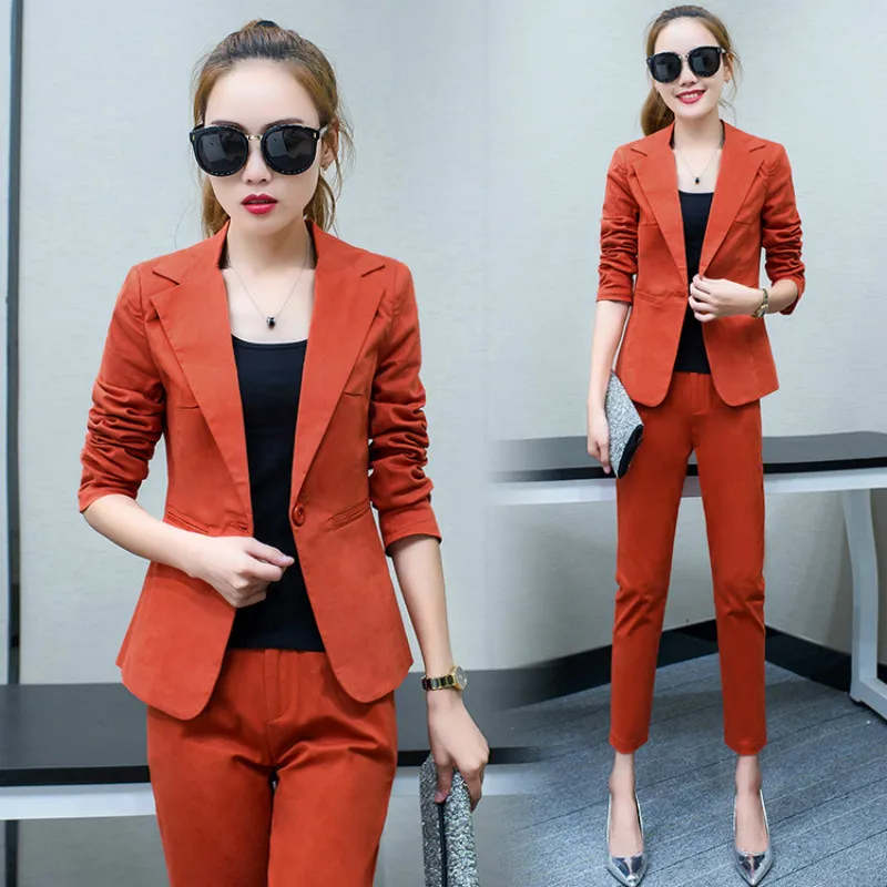 Set female 2019 autumn new temperament solid color wild large size casual small suit + nine pants fashion elegant two-piece
Set female 2019 autumn new temperament solid color wild large size casual small suit + nine pants fashion elegant two-piece