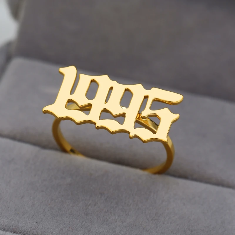 Any Number Old English Year Number Ring 1995 1997 Gold Adjustable Size Stainless Steel Men Ring
Any Number Old English Year Number Ring 1995 1997 Gold Adjustable Size Stainless Steel Men Ring