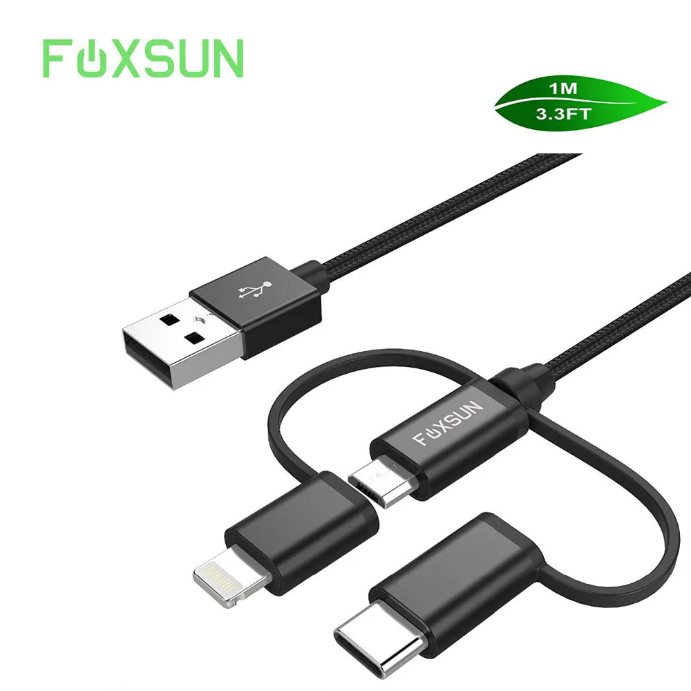 3 в 1 несколько нейлоновых кабелей USB шнур для быстрой зарядки с разъемом типа