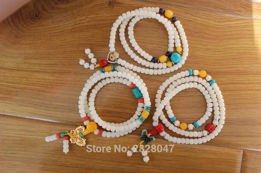 NK171 Tibetan Buddist108 White Bodhi Seeds Prayer Beads Mala Necklace 6mm*8mm Colorful Spacers Bead Tibetan Rosary
NK171 Tibetan Buddist108 White Bodhi Seeds Prayer Beads Mala Necklace 6mm*8mm Colorful Spacers Bead Tibetan Rosary
