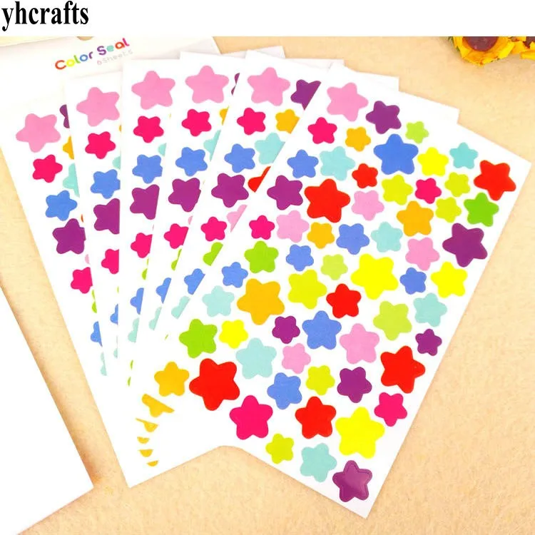 372PCS(6 sheets)/LOT.Colorful star paper stickers Scrapbooking kit Packing label Kindergarten reward label Kid diy toys Outlet
372PCS(6 sheets)/LOT.Colorful star paper stickers Scrapbooking kit Packing label Kindergarten reward label Kid diy toys Outlet