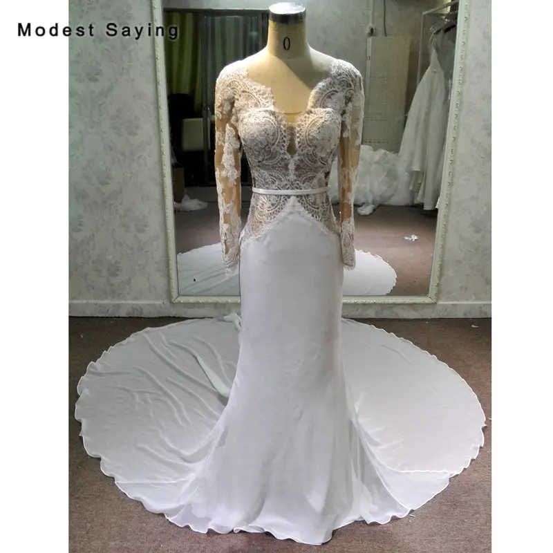 Real Photo Ivory Mermaid Long Sleeve Wedding Dresses 2018 with Nude Nettings Sexy Backless Lace Bridal Gowns vestidos de noiva
Real Photo Ivory Mermaid Long Sleeve Wedding Dresses 2018 with Nude Nettings Sexy Backless Lace Bridal Gowns vestidos de noiva