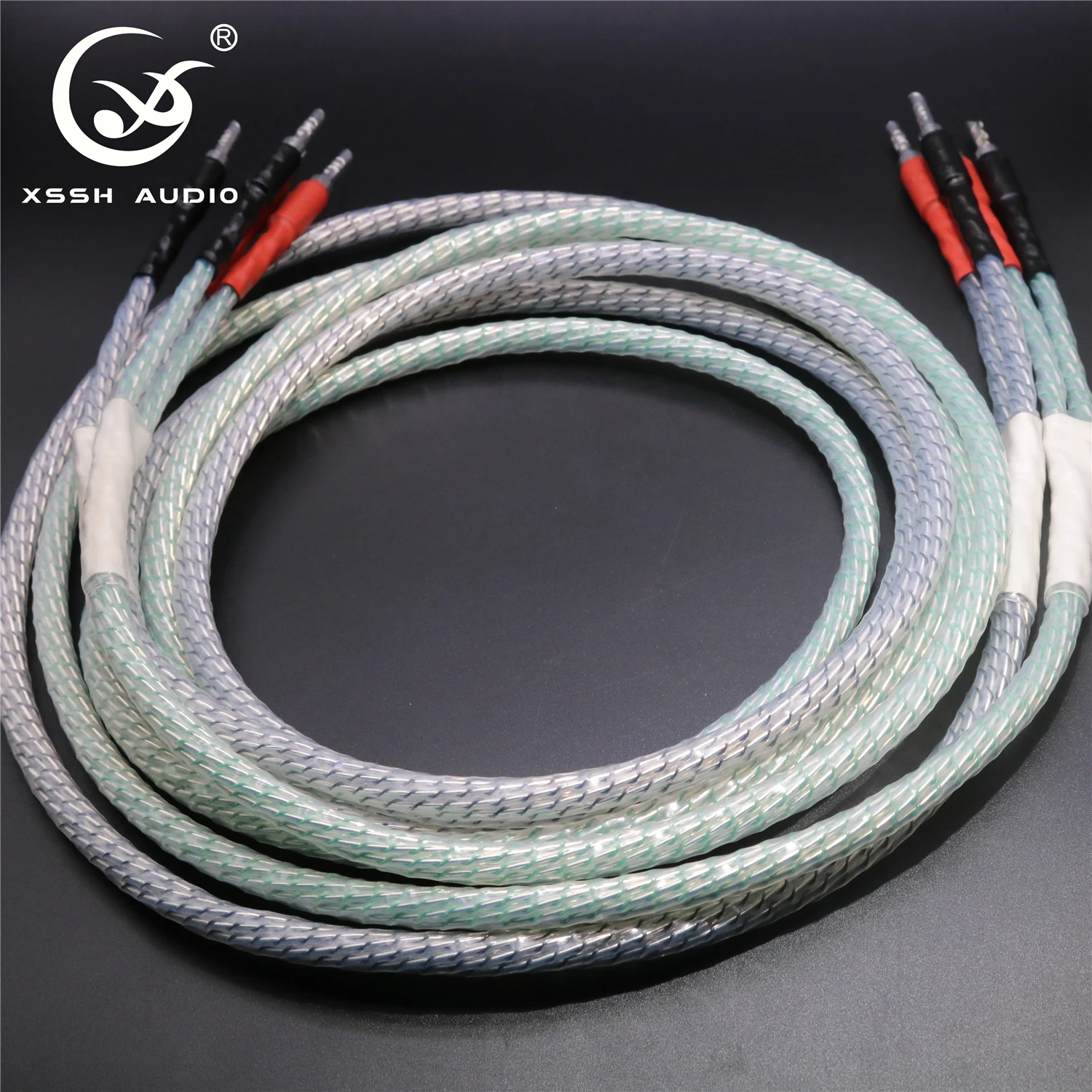 1 pair XSSH audio Hi-end DIY HIFI Silver 4 banana plugs to 4 banana plugs Silver Plated speaker cable Cord Wire
1 pair XSSH audio Hi-end DIY HIFI Silver 4 banana plugs to 4 banana plugs Silver Plated speaker cable Cord Wire