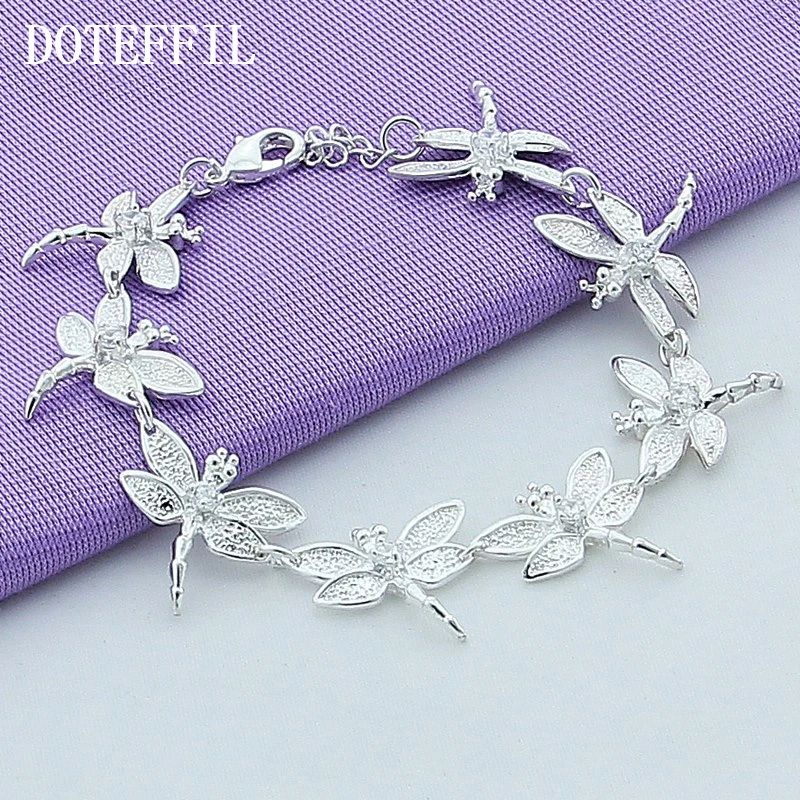 DOTEFFIL 925 Sterling Silver Full Dragonfly Bracelet For Women Fashion Charm Wedding Engagement Party Jewelry
DOTEFFIL 925 Sterling Silver Full Dragonfly Bracelet For Women Fashion Charm Wedding Engagement Party Jewelry
