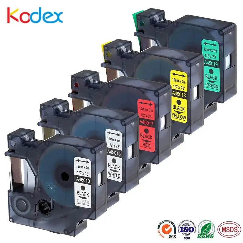 Лента для этикеток Kodex 5 шт. Φ D1 45010 45013 45017 45018 45019 лента принтера 12 мм фотобумаги|printer