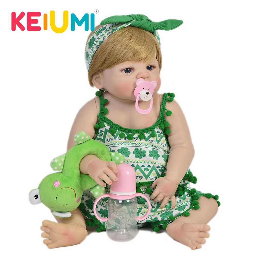 KEIUMI 23 дюйма Модная Кукла реборн 57 см Силиконовая Реалистичная кукла для детей