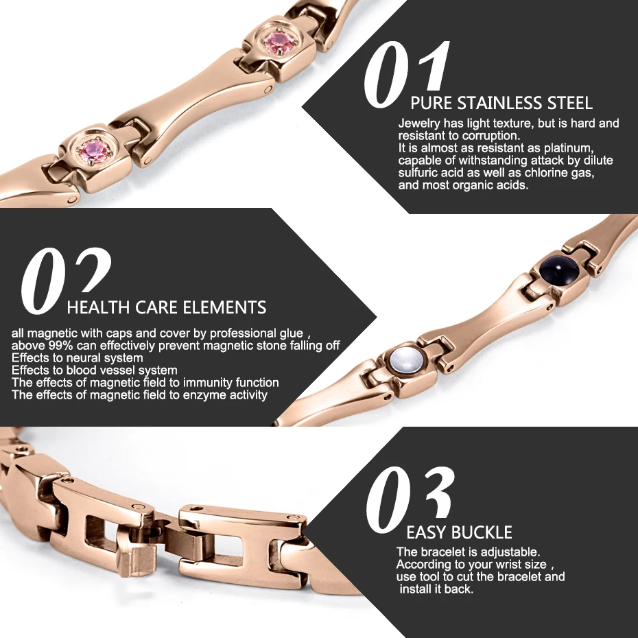 WelMag Rose Gold Bracelet Femme Magnetic Health Care Bracelets Bangles Charm Pink Crystal Stainless Steel Bracelets for Women
WelMag Rose Gold Bracelet Femme Magnetic Health Care Bracelets Bangles Charm Pink Crystal Stainless Steel Bracelets for Women