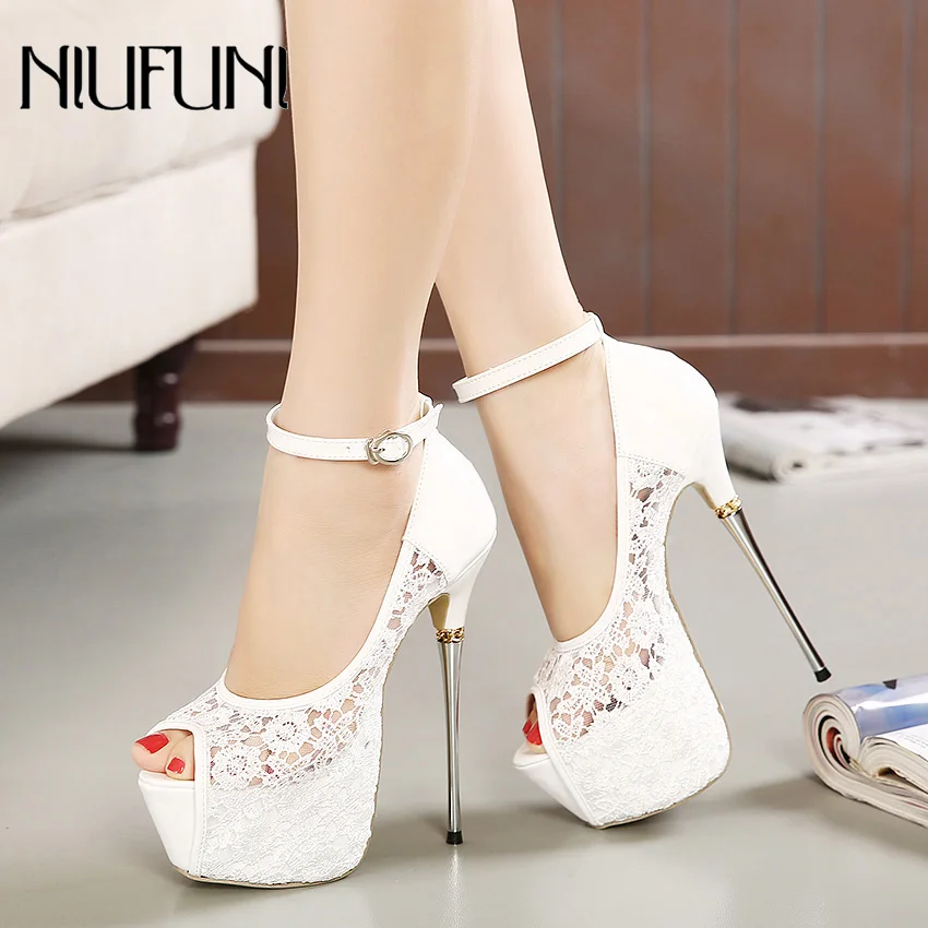 Women Ultra High Heels Wedding Pumps 16.5cm Peep Toe Sweet Sexy Nightclub Party Shoes Ladies Lace Platform 6cm Thin Metal Heels
Women Ultra High Heels Wedding Pumps 16.5cm Peep Toe Sweet Sexy Nightclub Party Shoes Ladies Lace Platform 6cm Thin Metal Heels