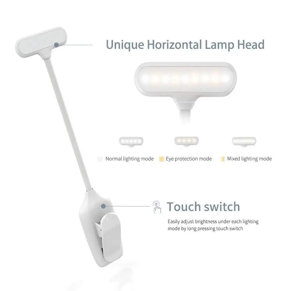 LED Book Lights Rechargeable Clip On Light 3 Lighting Modes 9 LEDs Eye Protection Reading Lamp Up to 40 Hours | Освещение