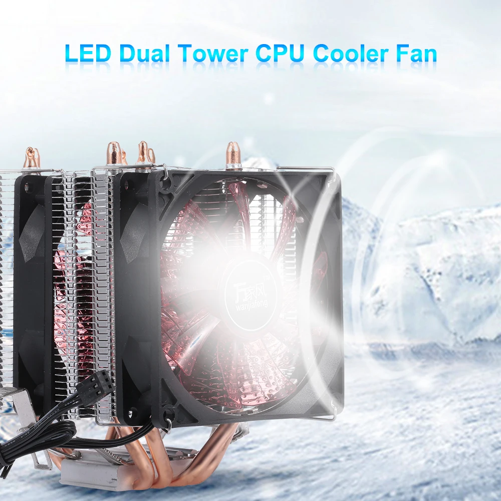 4 Heatpipe 2 Fans Heatsink CPU Cooler Fan Quiet Heatsink Radiator Support for AMD/775/115x
4 Heatpipe 2 Fans Heatsink CPU Cooler Fan Quiet Heatsink Radiator Support for AMD/775/115x