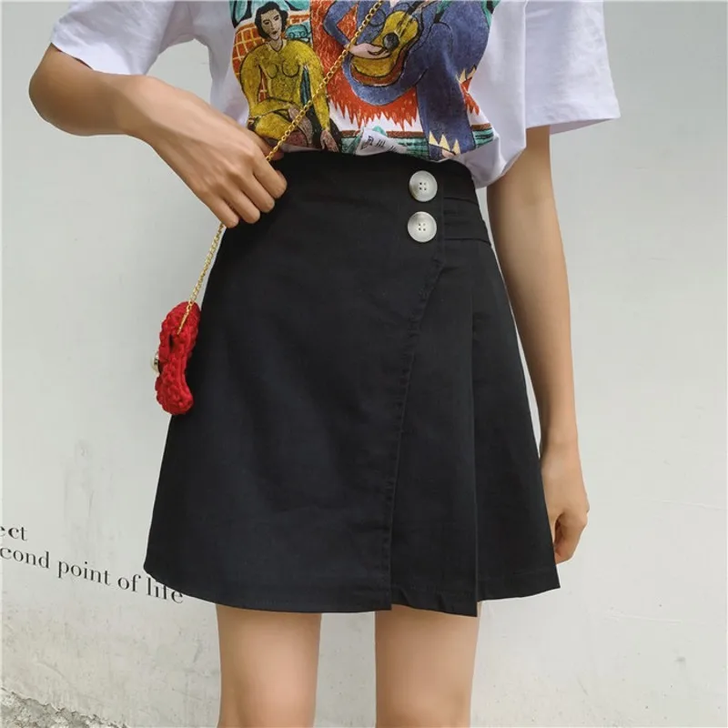 2019 Spring Women High Waist Denim Skirts A-Line Skirts With Buttons Retro Vintage Korean Skirt Black feminina
2019 Spring Women High Waist Denim Skirts A-Line Skirts With Buttons Retro Vintage Korean Skirt Black feminina